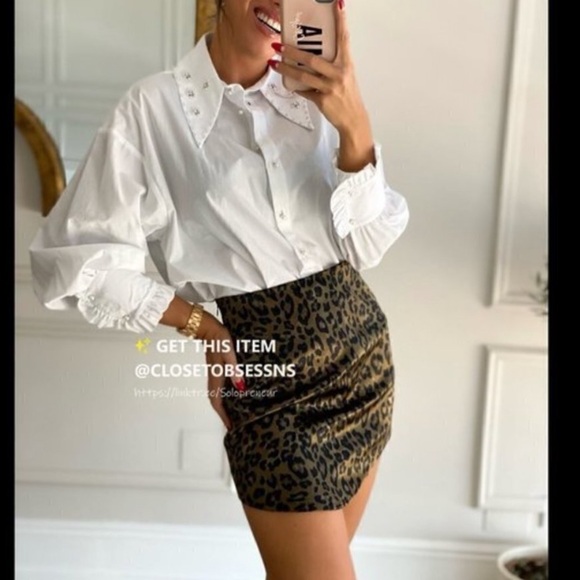 Zara mini leopard print cheetah mini satin skirt - Picture 9 of 9